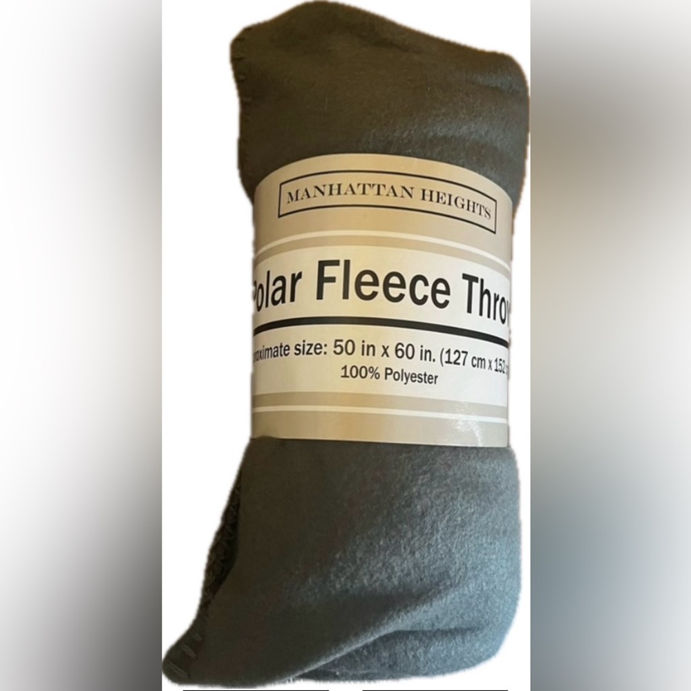50x60 Polar fleece gray throw. 100% Polyester. New with tags.